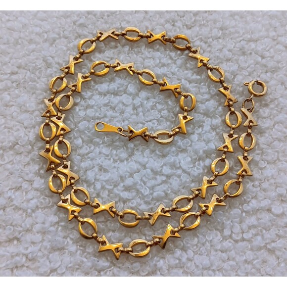 Unique Vintage Goldtone XO Chain Link Necklace 17 in - Picture 10 of 10